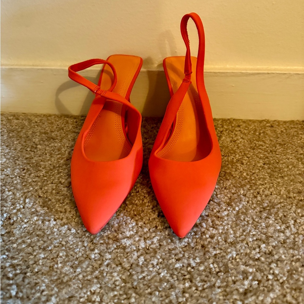 Stradivarius orange slingbacks